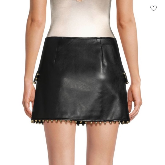 $425 JONATHAN SIMKHAI "Clayton" Studded Vegan Leather Mini Skirt NWOT/sz M - Picture 2 of 16